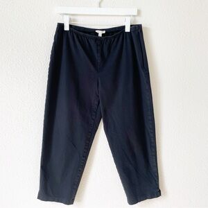Eileen Fisher Stretch Cotton Cropped Pant Size Petite Large Black Minimalist